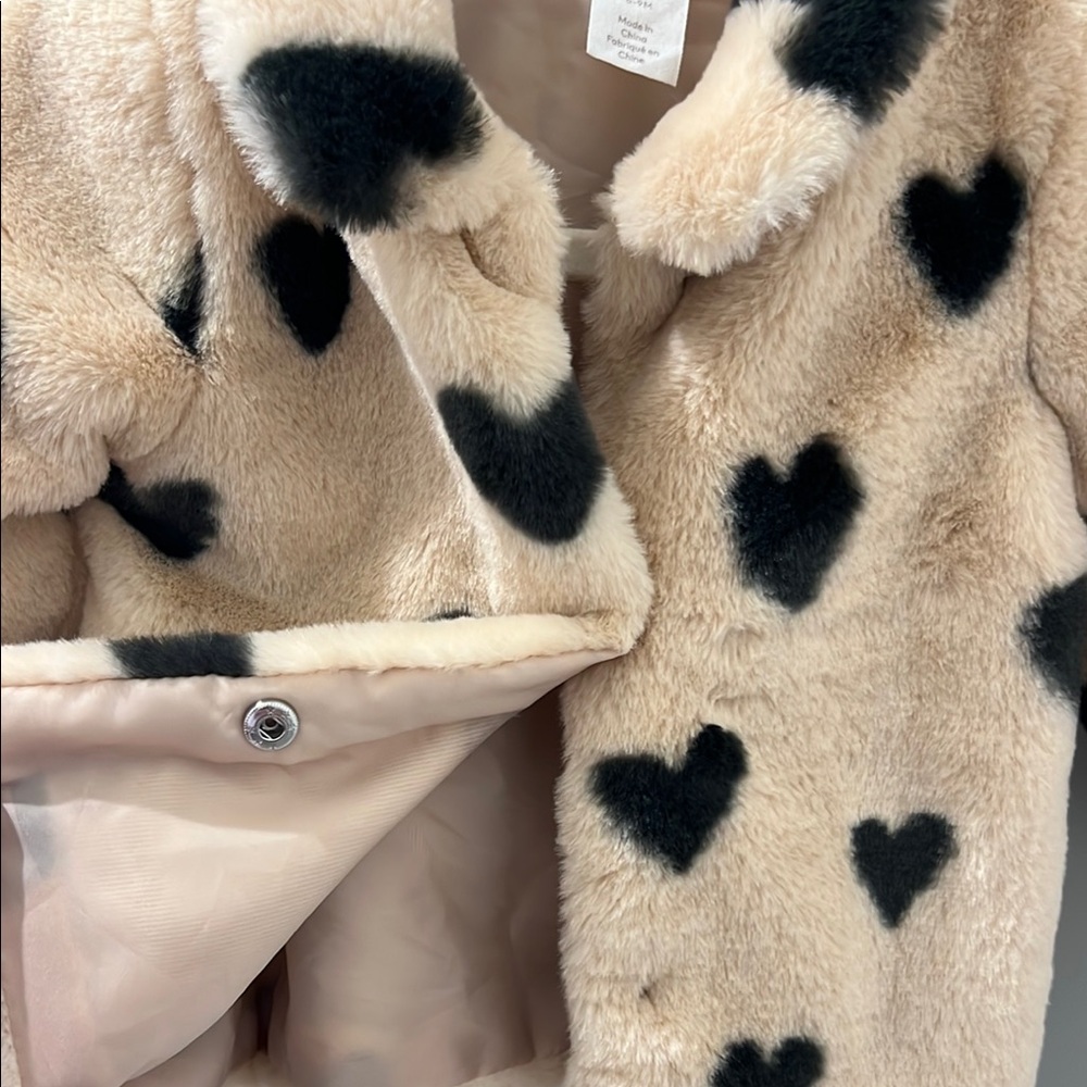 Kids Tan Heart Patterned Jacket - Picture 4 of 4